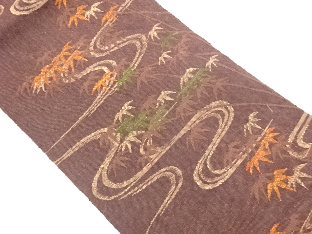 JAPANESE KIMONO / NAGOYA OBI / MAWATA TSUMUGI / WOVEN STREAM WATER & MAPLE 